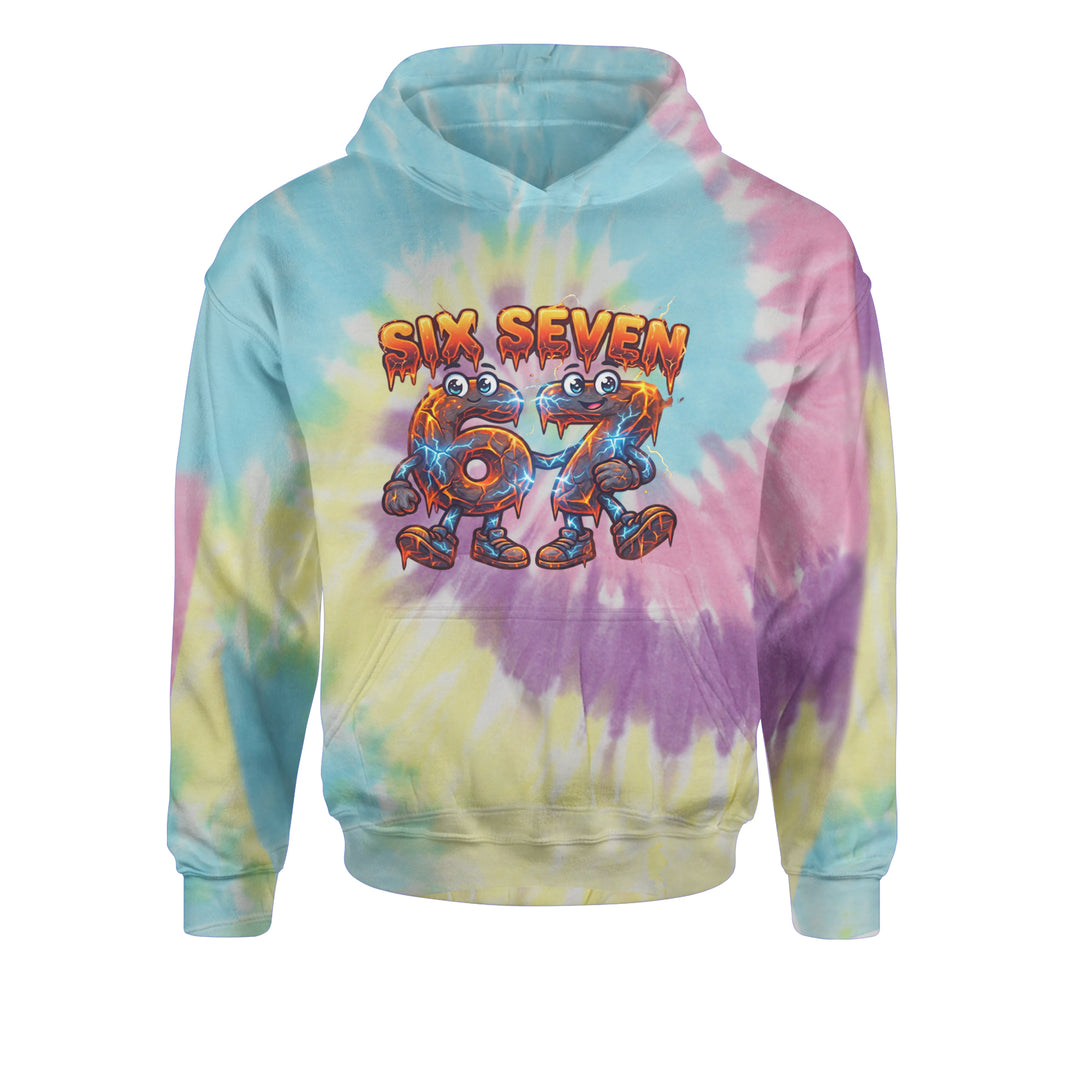 67 Lava Lightning Six Seven Meme Youth-Sized Hoodie Tie-Dye Jelly Bean
