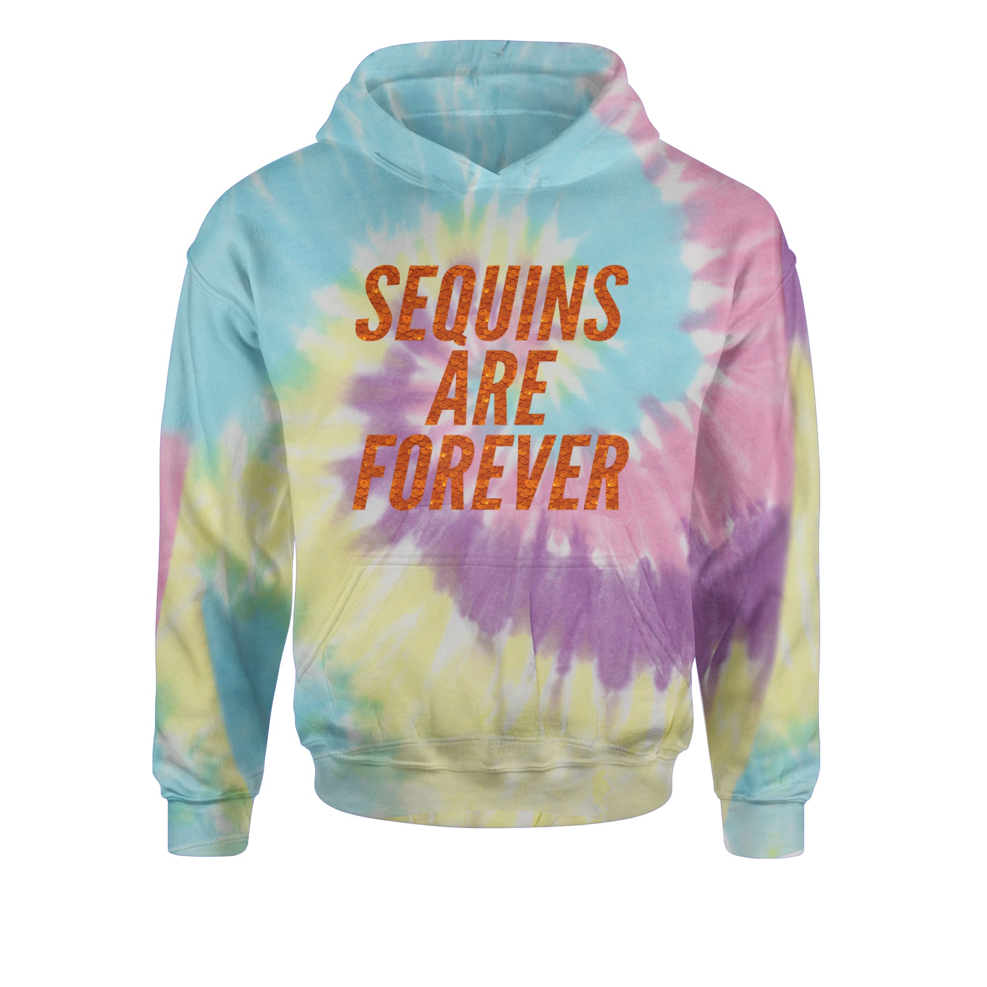 Sequins Are Forever Retro Glam Youth-Sized Hoodie Tie-Dye Jelly Bean