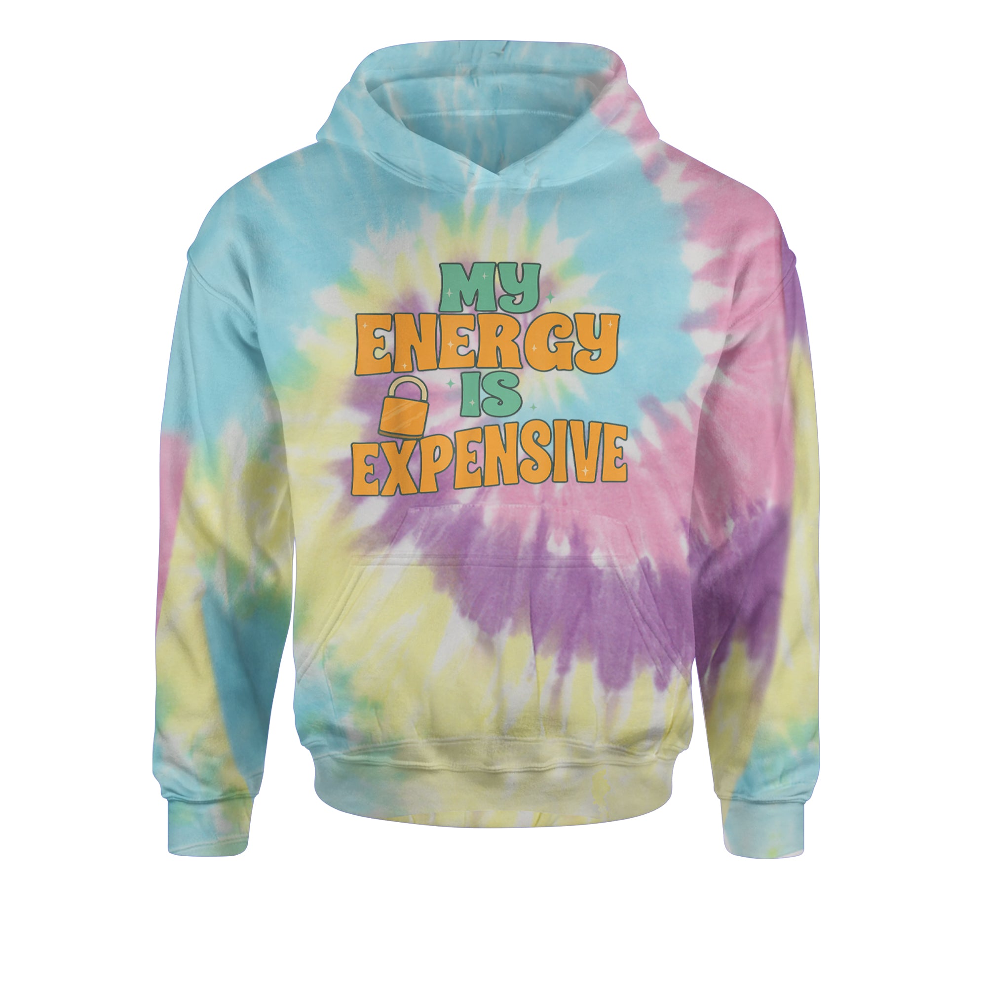 My Energy Is Expensive Self-Care Youth-Sized Hoodie Tie-Dye Jelly Bean