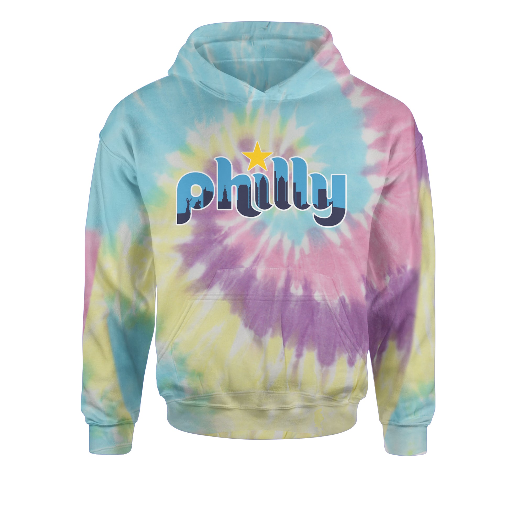 Skyline Philly Philadelphia Youth-Sized Hoodie Tie-Dye Jelly Bean