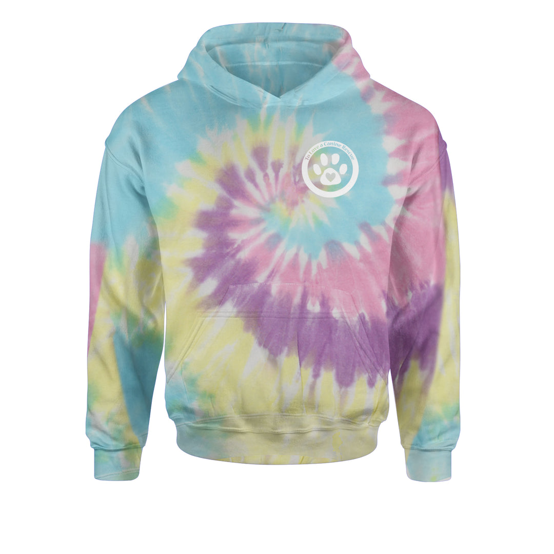 TLC To Love a Canine Dog Rescue White Youth-Sized Hoodie Tie-Dye Jelly Bean