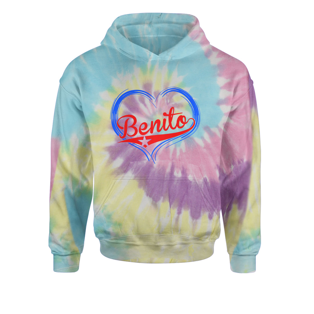 Benito Heart Puerto Rico Youth-Sized Hoodie Tie-Dye Jelly Bean