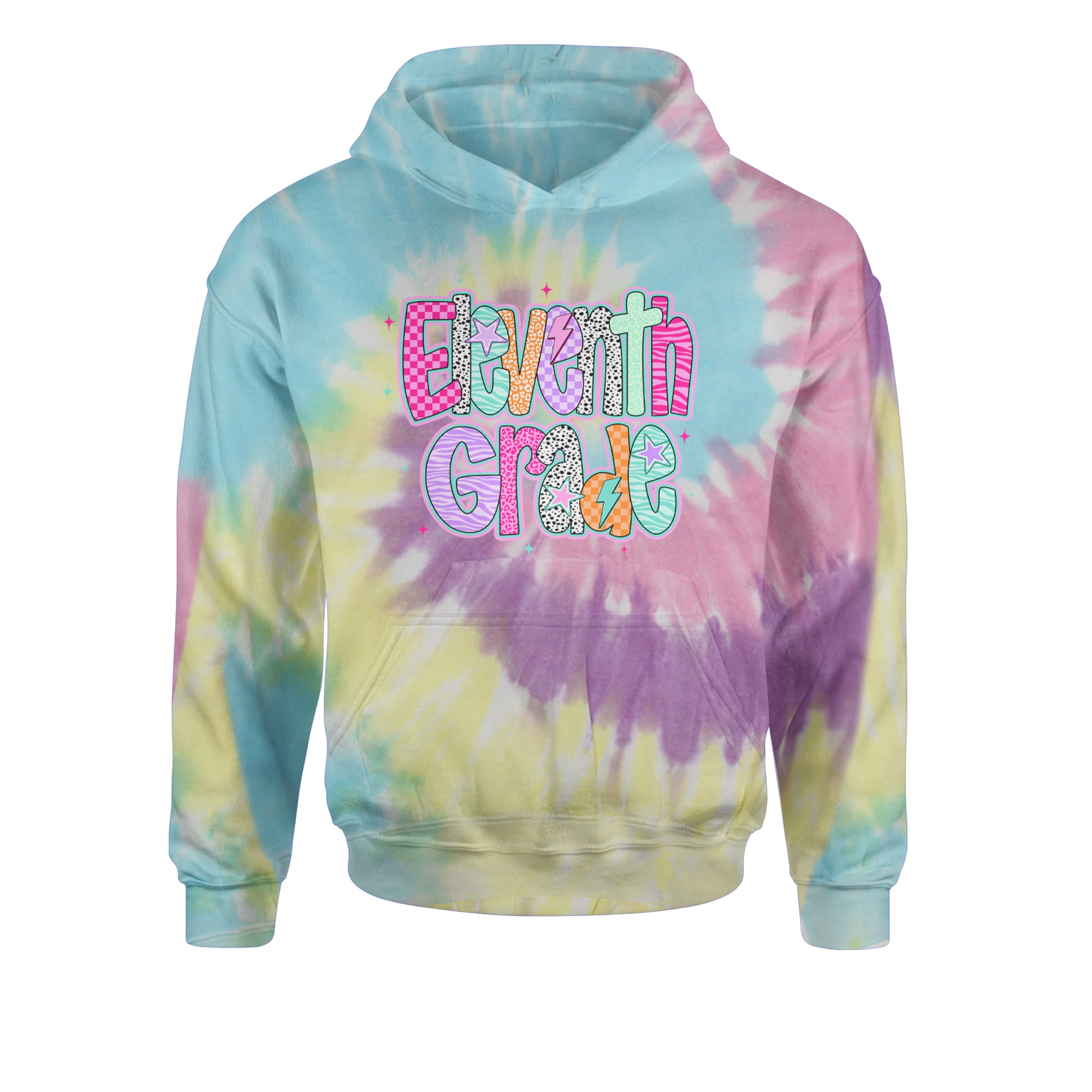 Eleventh Grade Extra Colorful Back to School Youth-Sized Hoodie Tie-Dye Jelly Bean