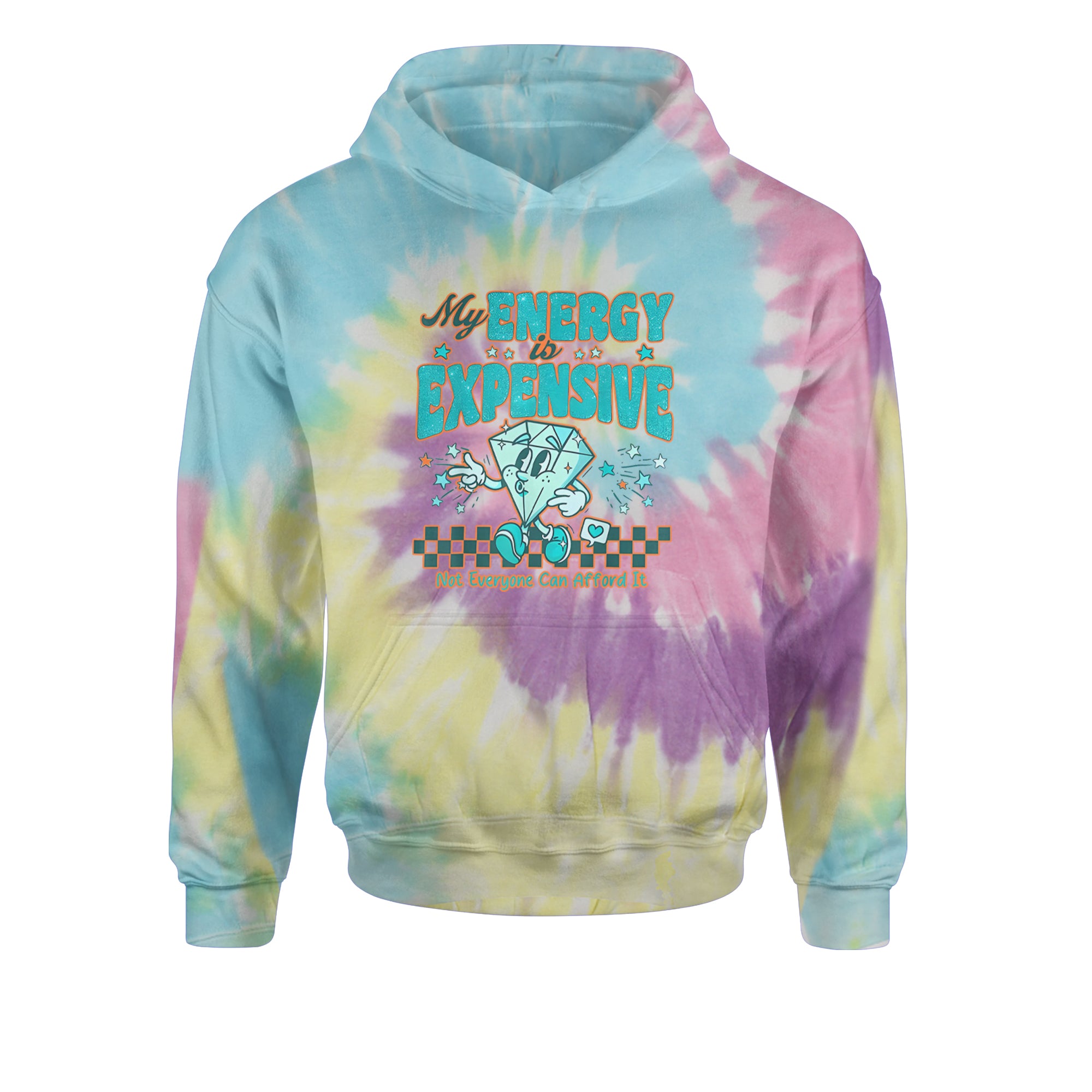 Diamond My Energy Is Expensive Youth-Sized Hoodie Tie-Dye Jelly Bean