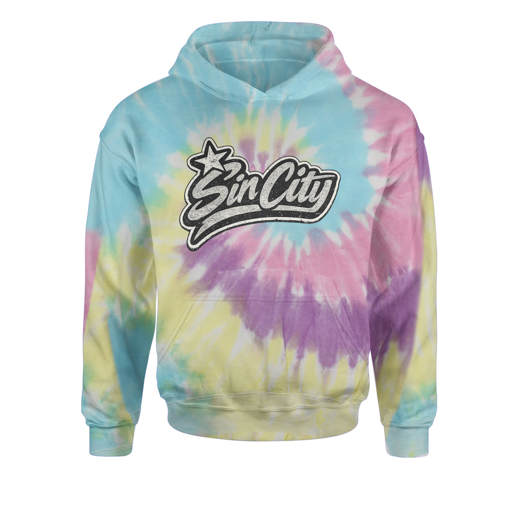 Sin City Vegas Retro Vintage Youth-Sized Hoodie Tie-Dye Jelly Bean