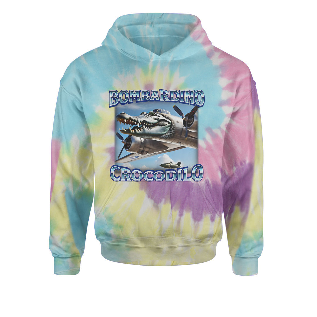 Bombardino Crocodilo Brainrot Youth-Sized Hoodie Tie-Dye Jelly Bean