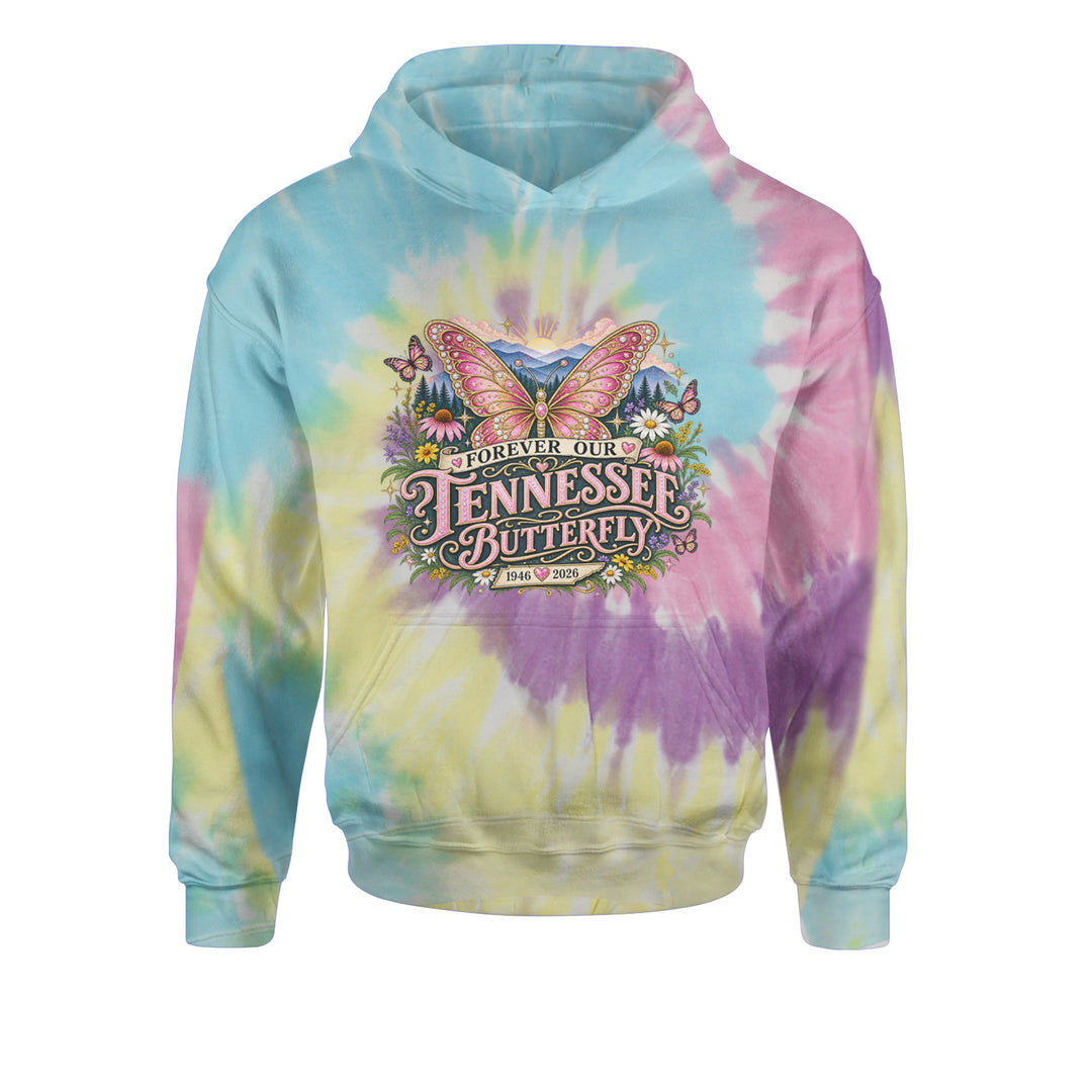 Forever Our Tennessee Butterfly Dolly Youth-Sized Hoodie Tie-Dye Jelly Bean