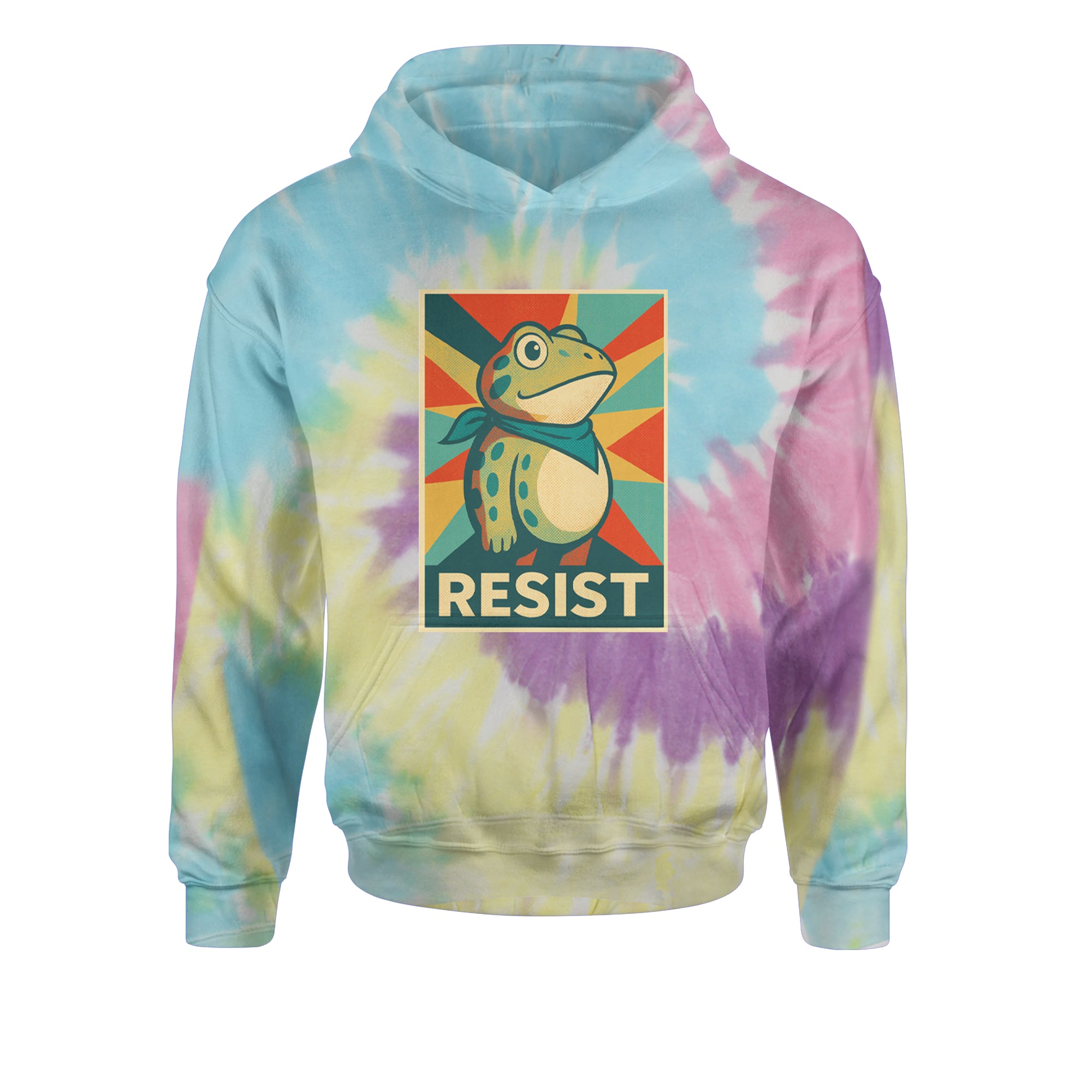 Resist Portland Protest Frog Youth-Sized Hoodie Tie-Dye Jelly Bean