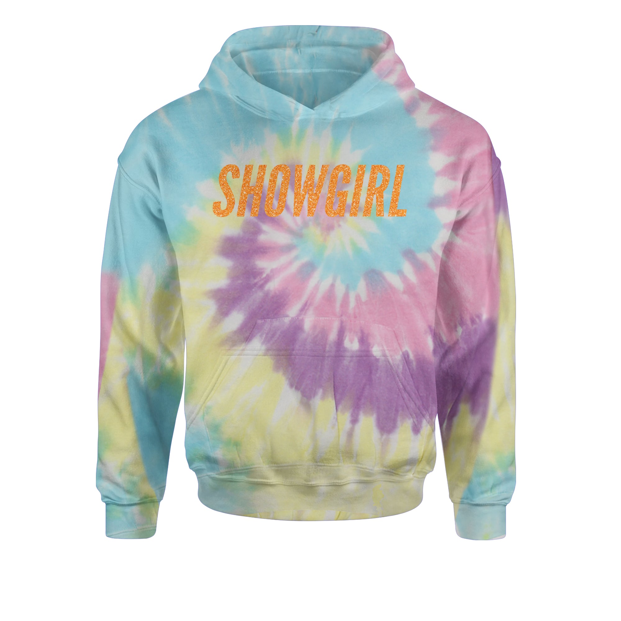 Showgirl Orange Glitter Youth-Sized Hoodie Tie-Dye Jelly Bean