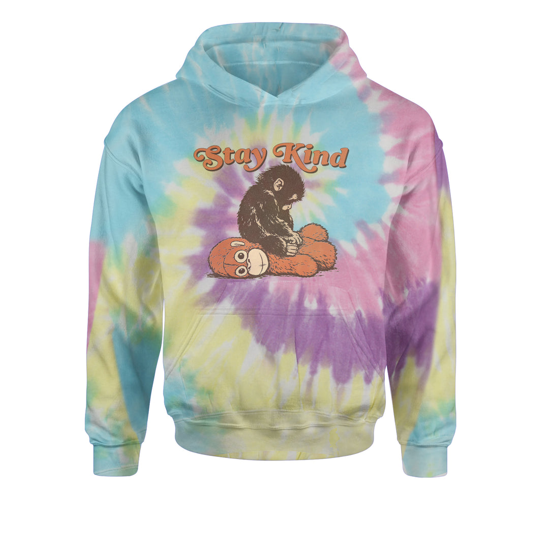 Punch Stay Kind Macaque Youth-Sized Hoodie Tie-Dye Jelly Bean