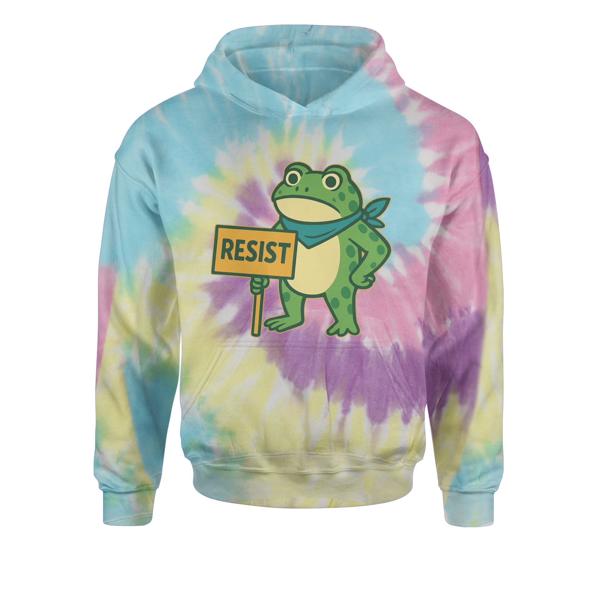 Sign Resist Meme Frog Protest Youth-Sized Hoodie Tie-Dye Jelly Bean