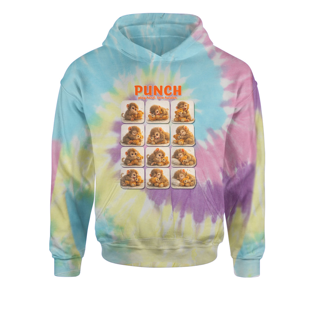 Punch Play Hard Love Harder Youth-Sized Hoodie Tie-Dye Jelly Bean