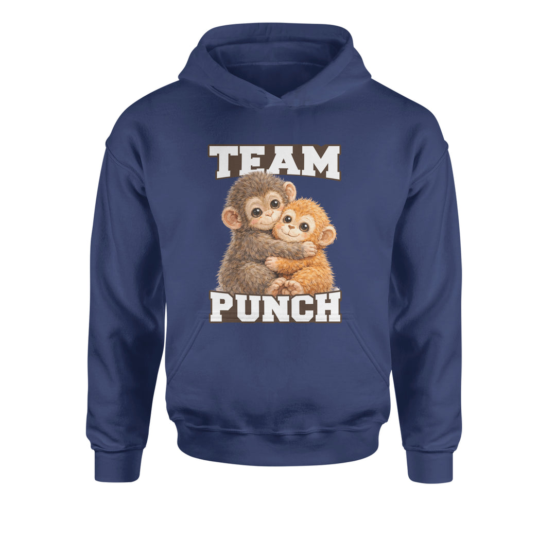 Team Punch Panchi-kun Monkey Youth-Sized Hoodie Navy Blue