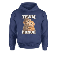 Team Punch Panchi-kun Monkey Youth-Sized Hoodie Navy Blue
