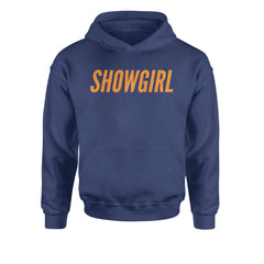 Showgirl Orange Glitter Youth-Sized Hoodie Navy Blue