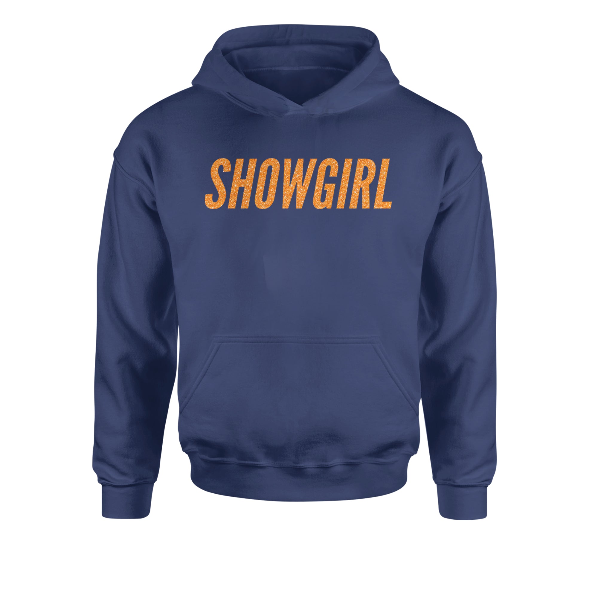 Showgirl Orange Glitter Youth-Sized Hoodie Navy Blue