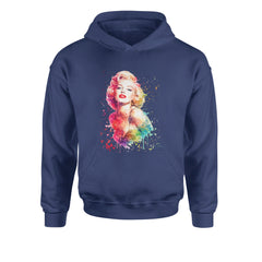 Mrs. Monroe Watercolors Bombshell Youth-Sized Hoodie Navy Blue