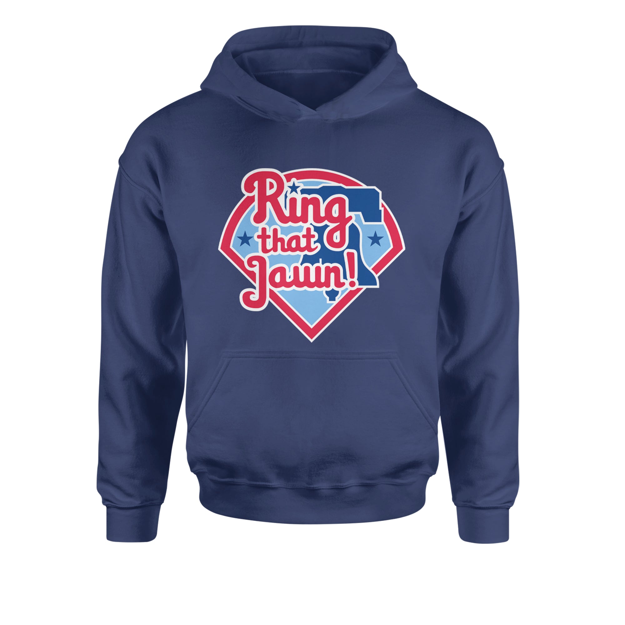 Ring That Jawn Philly Baseball Youth-Sized Hoodie Navy Blue