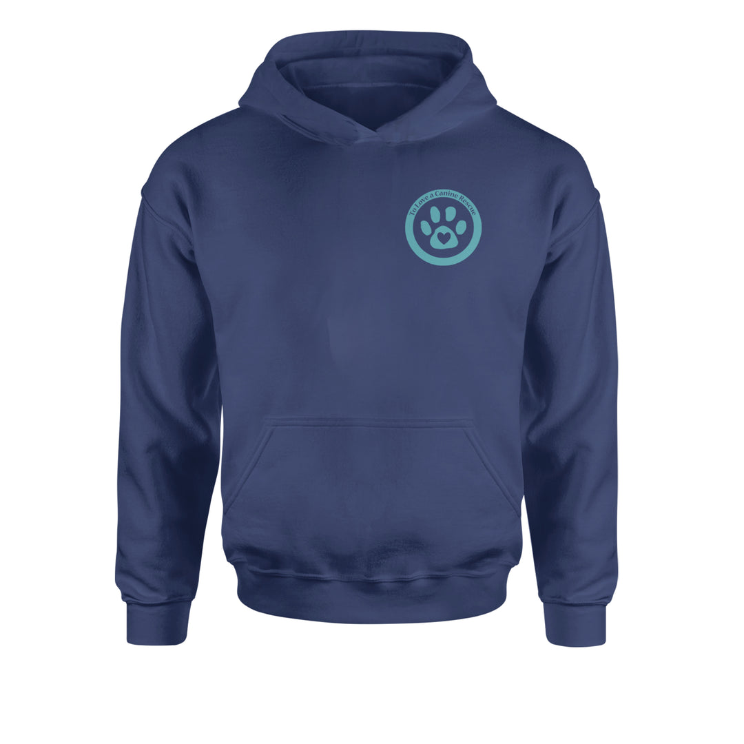 TLC To Love a Canine Dog Rescue Teal Youth-Sized Hoodie Navy Blue