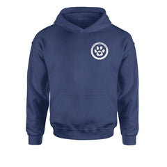 TLC To Love a Canine Dog Rescue White Youth-Sized Hoodie Navy Blue