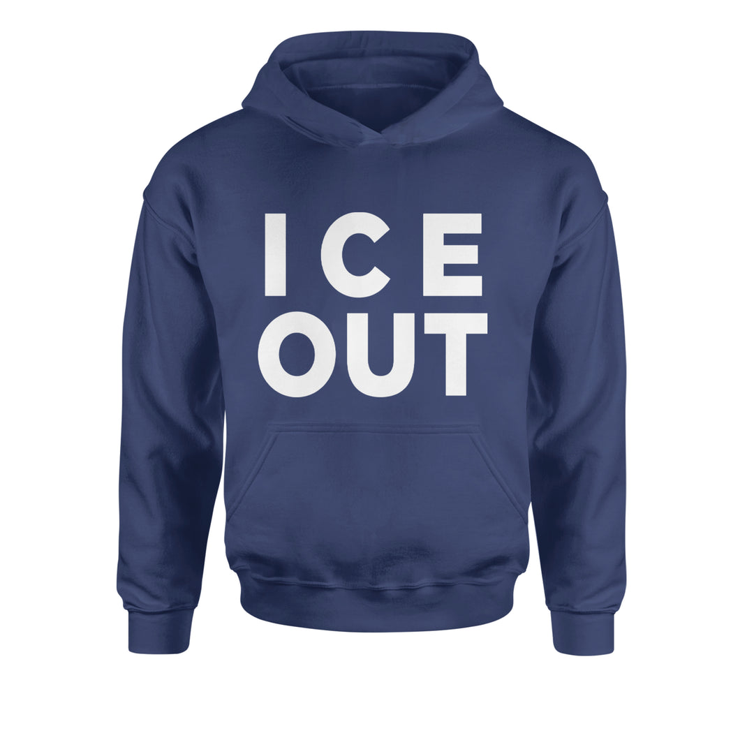 Ice Out Protest Youth-Sized Hoodie Navy Blue