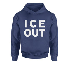 Ice Out Protest Youth-Sized Hoodie Navy Blue