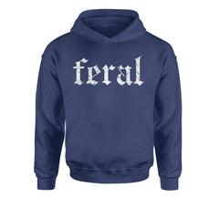 Feral Club Rat Festival Rave EDM Youth-Sized Hoodie Navy Blue