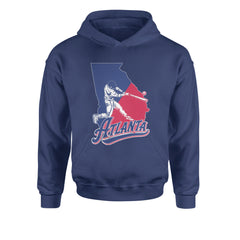 Atlanta Georgia Batter Up Youth-Sized Hoodie Navy Blue