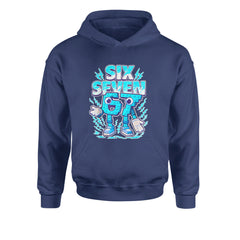 67 Brainrot Meme Slang Youth-Sized Hoodie Navy Blue