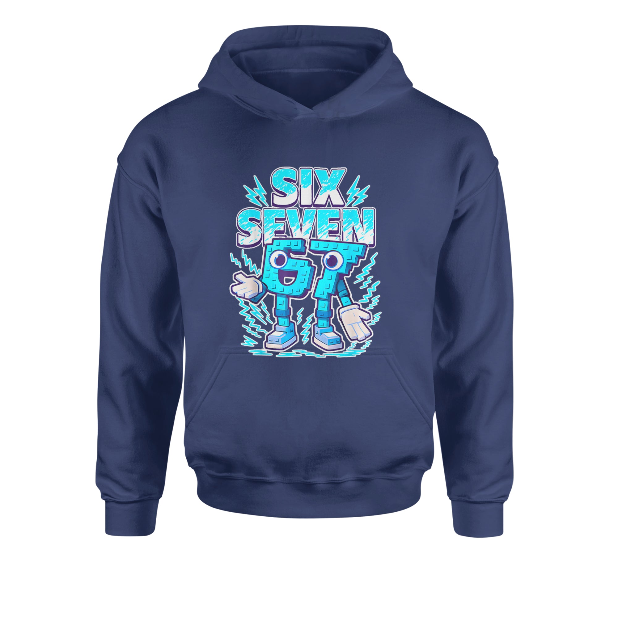 67 Brainrot Meme Slang Youth-Sized Hoodie Navy Blue