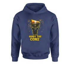 Hoist The Cone Pittsburgh Pride Youth-Sized Hoodie Navy Blue