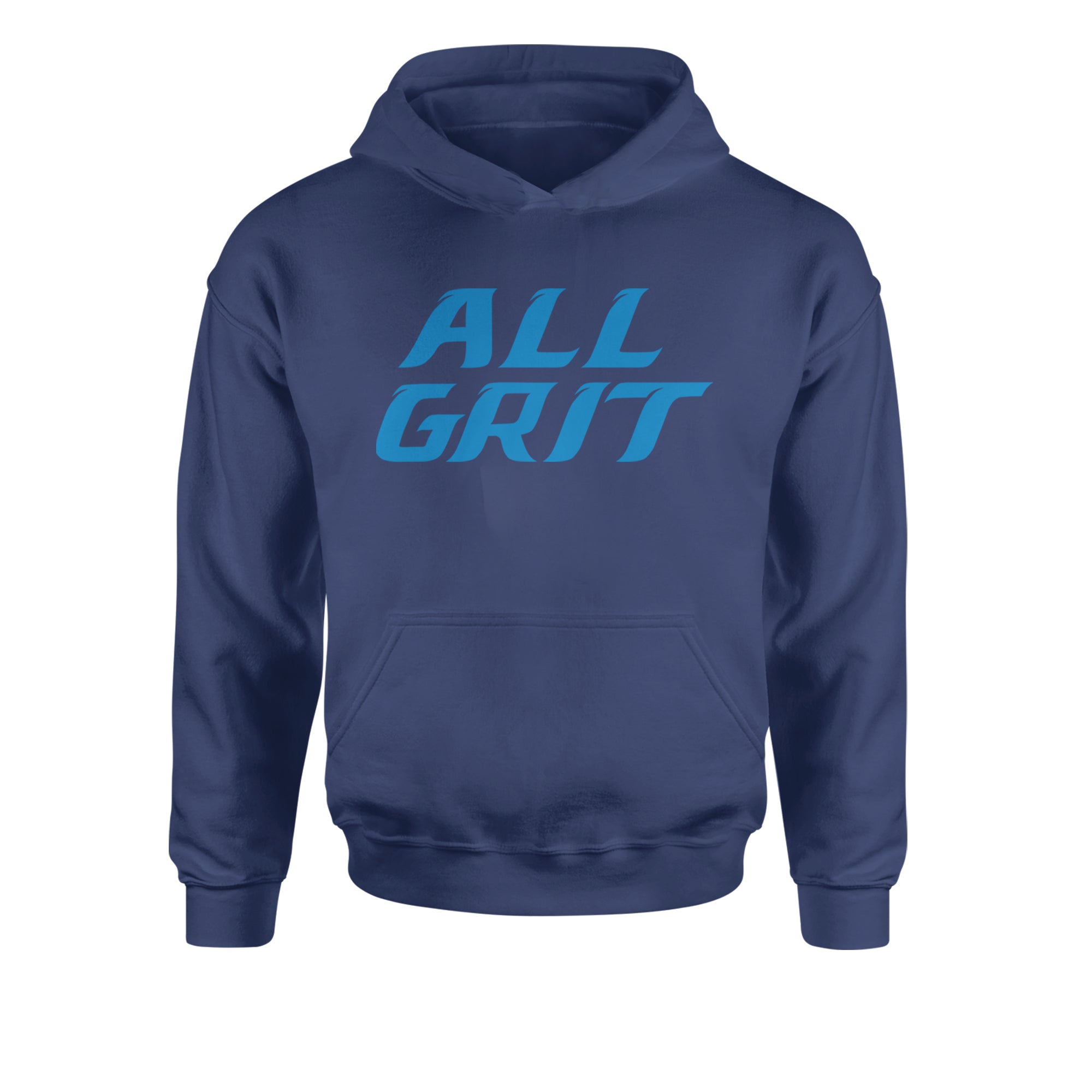 All Grit Detroit Football Youth-Sized Hoodie Navy Blue