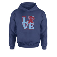 Love Philly Liberty Bell Youth-Sized Hoodie Navy Blue
