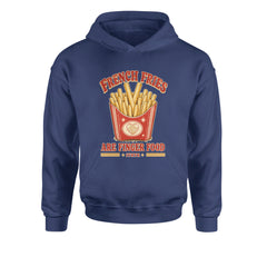French Fries Are Finger Food IYKYK Youth-Sized Hoodie Navy Blue