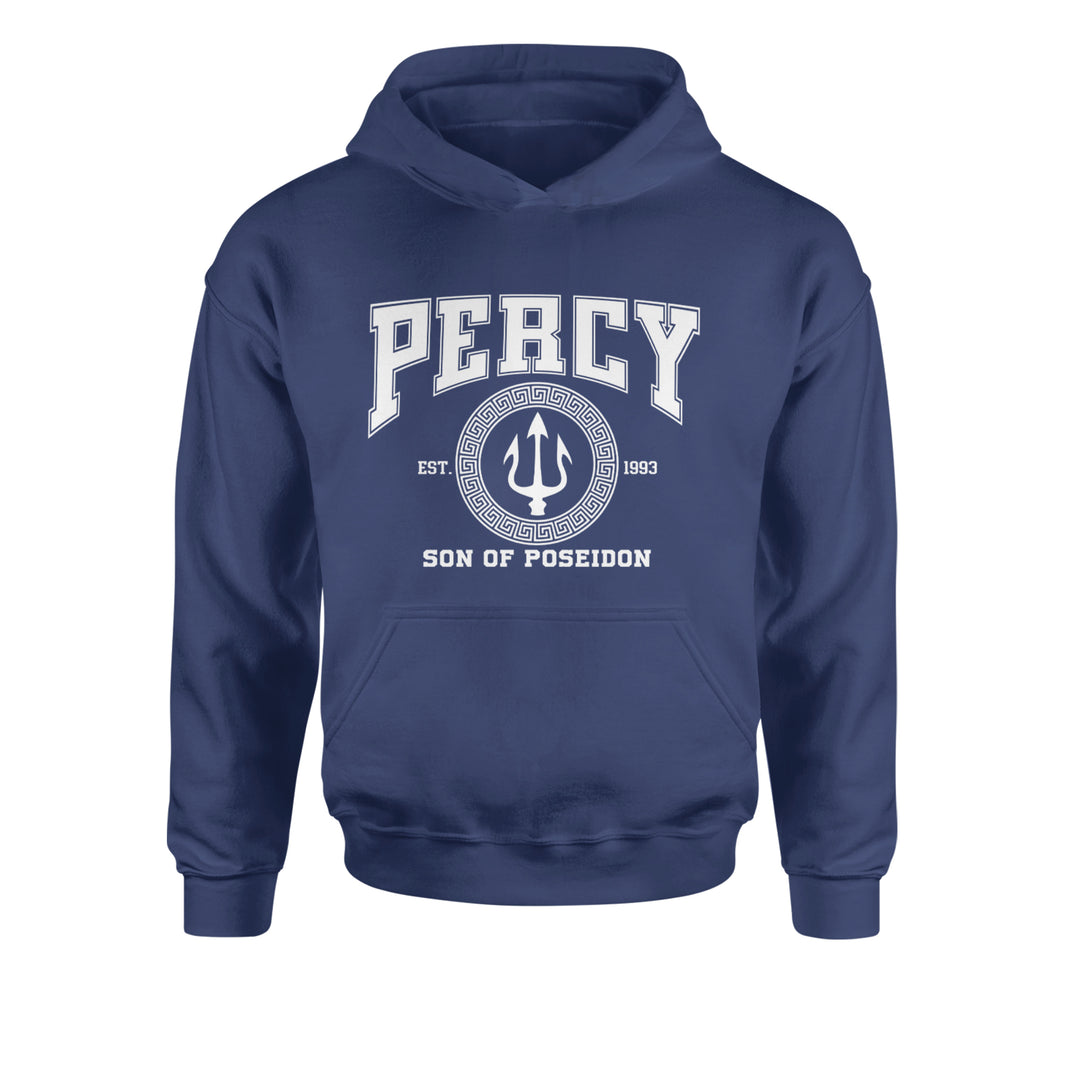 Percy Son Of Poseidon Sea God Youth-Sized Hoodie Navy Blue