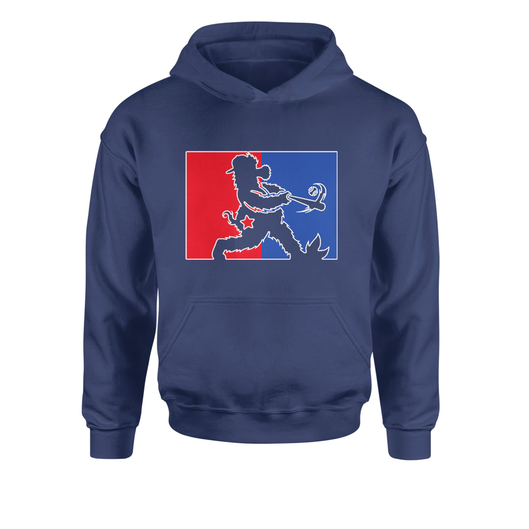 Batter Up Philly Baseball Phan Youth-Sized Hoodie Navy Blue