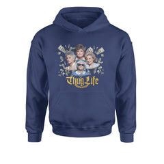 Golden Chain Thug Life Girls Youth-Sized Hoodie Navy Blue