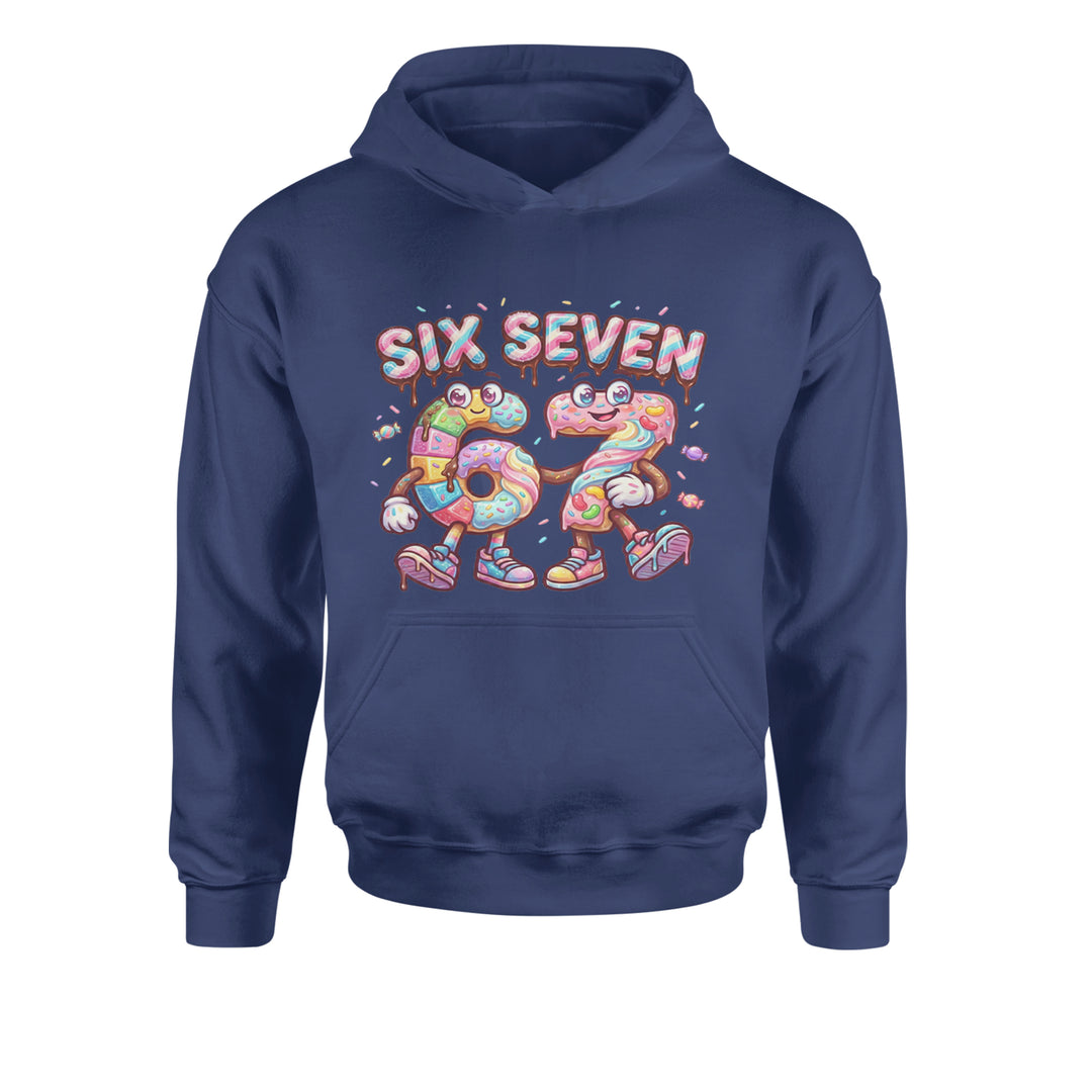67 Candy Swirl Meme Youth-Sized Hoodie Navy Blue