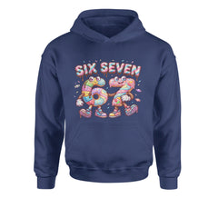 67 Candy Swirl Meme Youth-Sized Hoodie Navy Blue