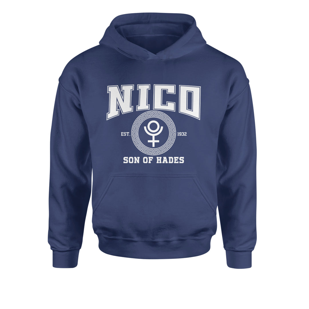 Nico Son of Hades Underworld Crest Youth-Sized Hoodie Navy Blue