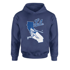 Los Angeles Baseball Batter Up Youth-Sized Hoodie Navy Blue