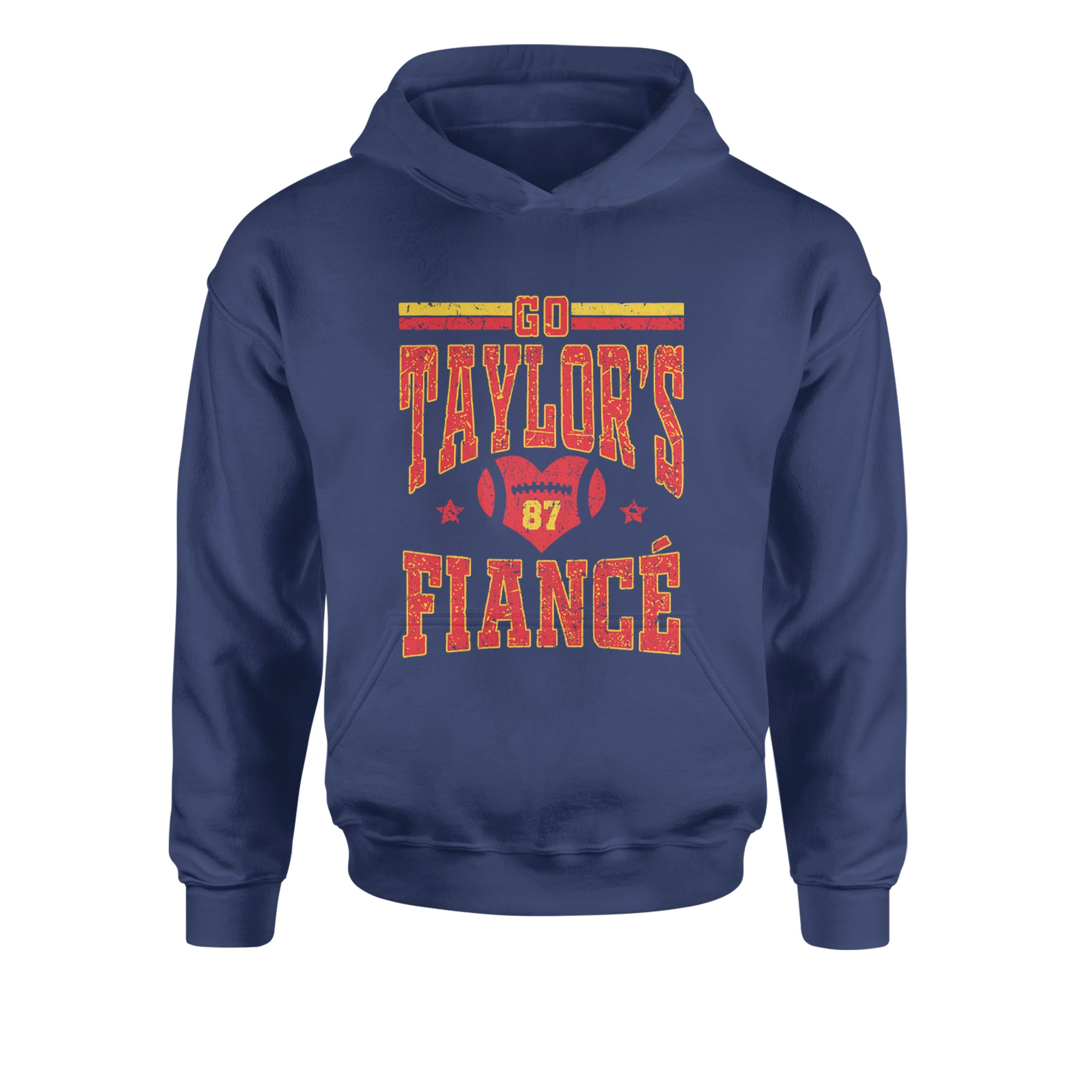 Go Taylor's Fiancé Engagement Game Day Youth-Sized Hoodie Navy Blue