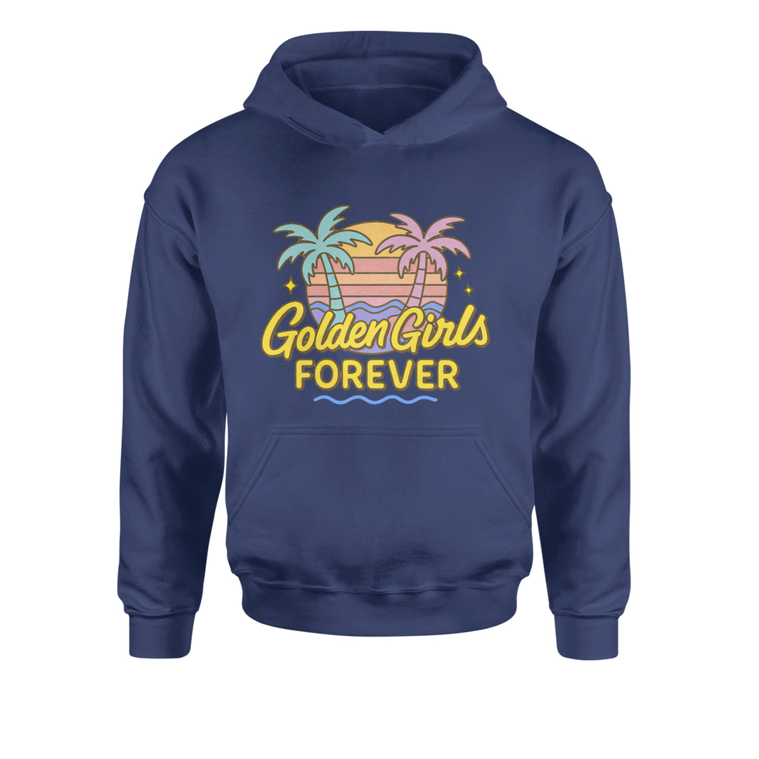 Golden Girls Forever Retro Sunset Youth-Sized Hoodie Navy Blue