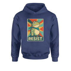 Resist Portland Protest Frog Youth-Sized Hoodie Navy Blue