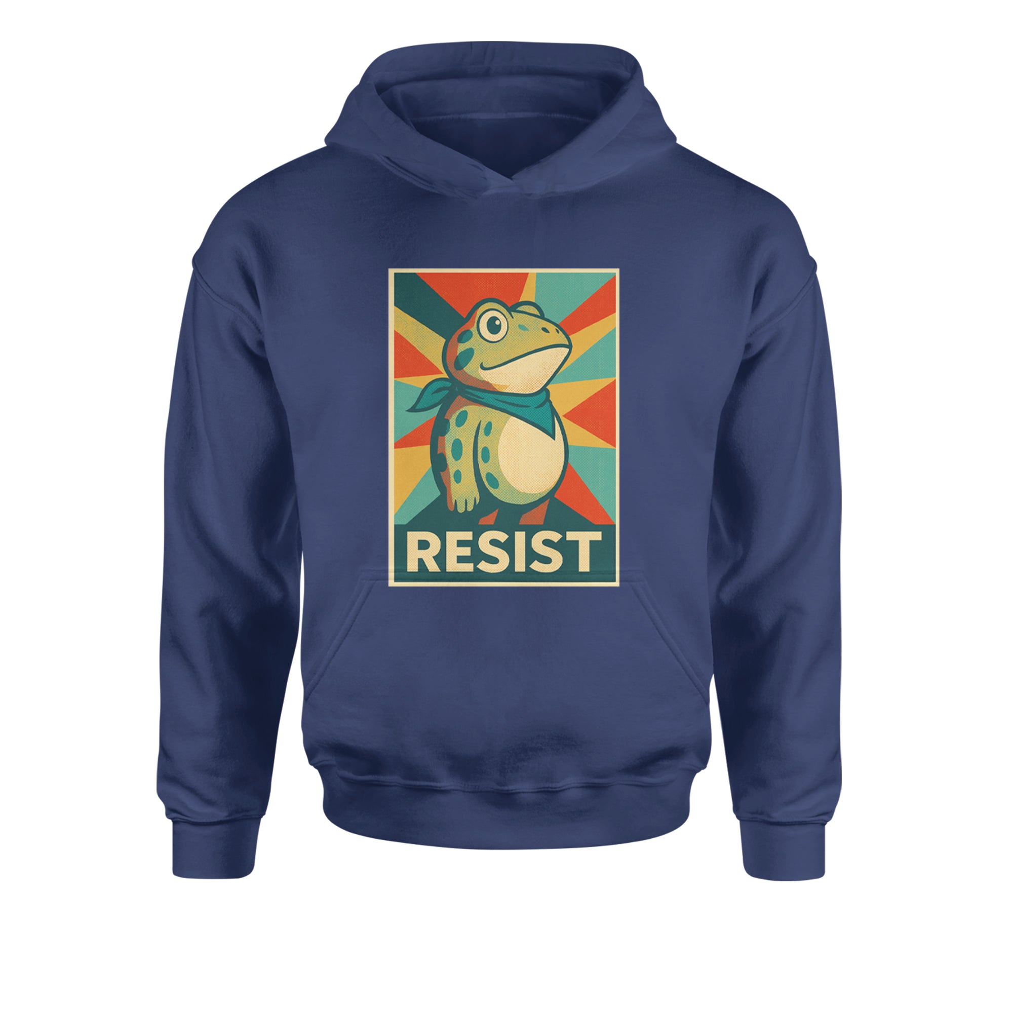 Resist Portland Protest Frog Youth-Sized Hoodie Navy Blue