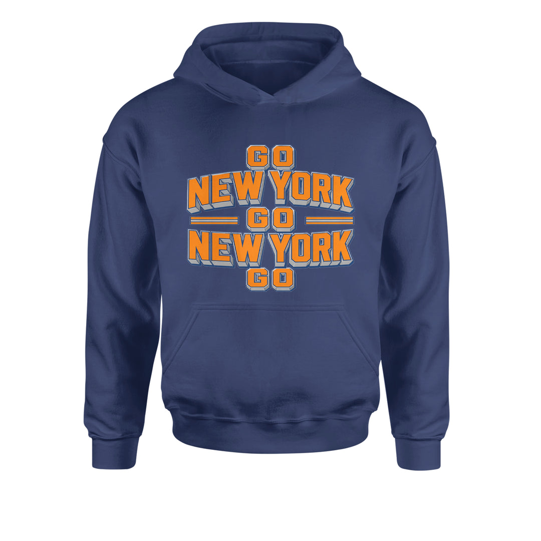 Go New York Go Basketball Youth-Sized Hoodie Navy Blue