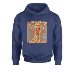 Tung Tung Tung Sahur Enforcer Youth-Sized Hoodie Navy Blue