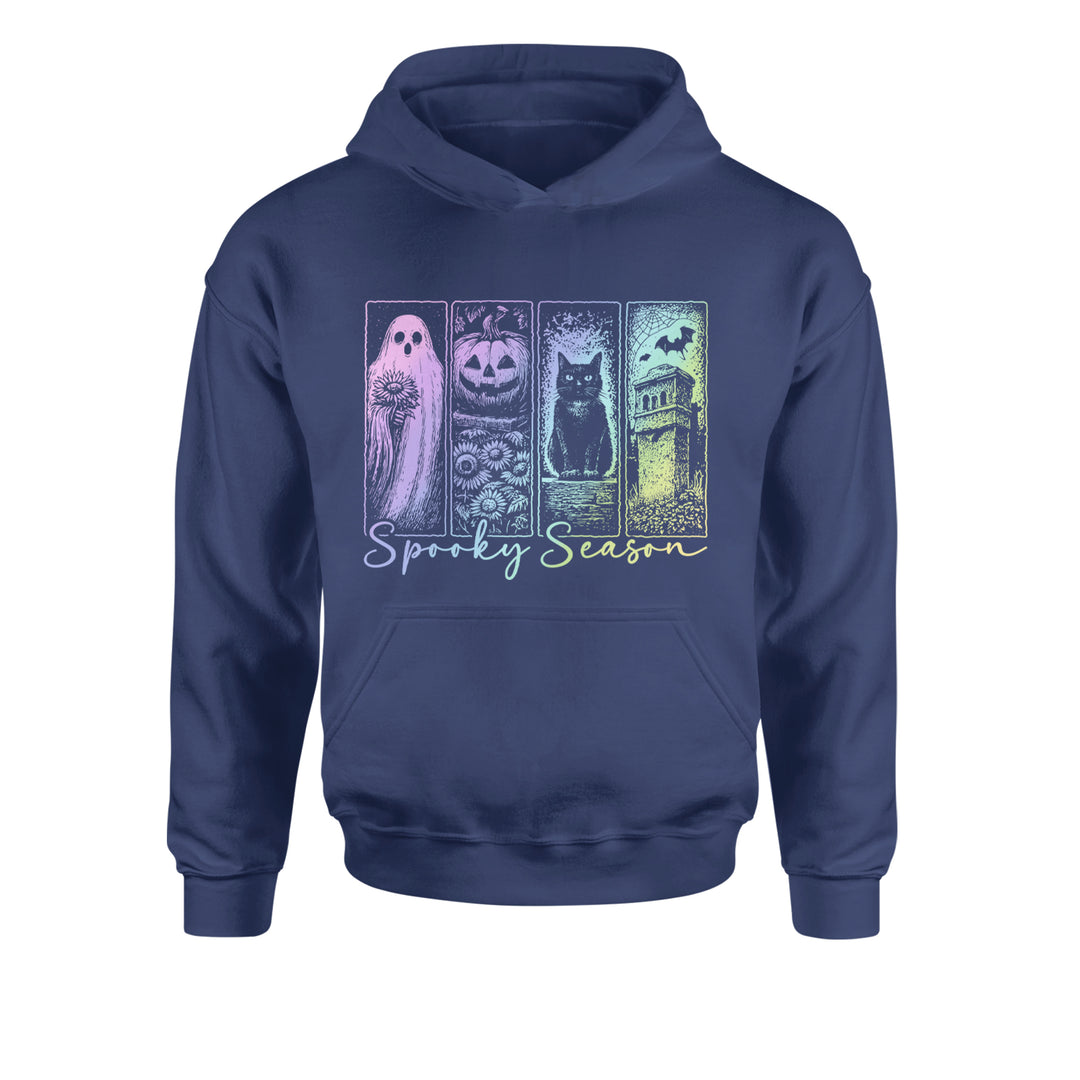 Spooky Season Cute Pastel Halloween Design Youth-Sized Hoodie Navy Blue