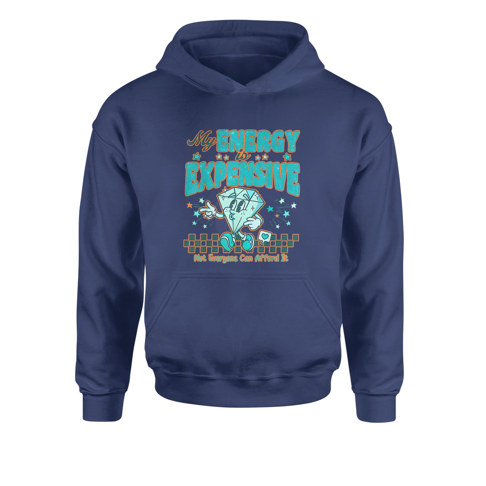 Diamond My Energy Is Expensive Youth-Sized Hoodie Navy Blue