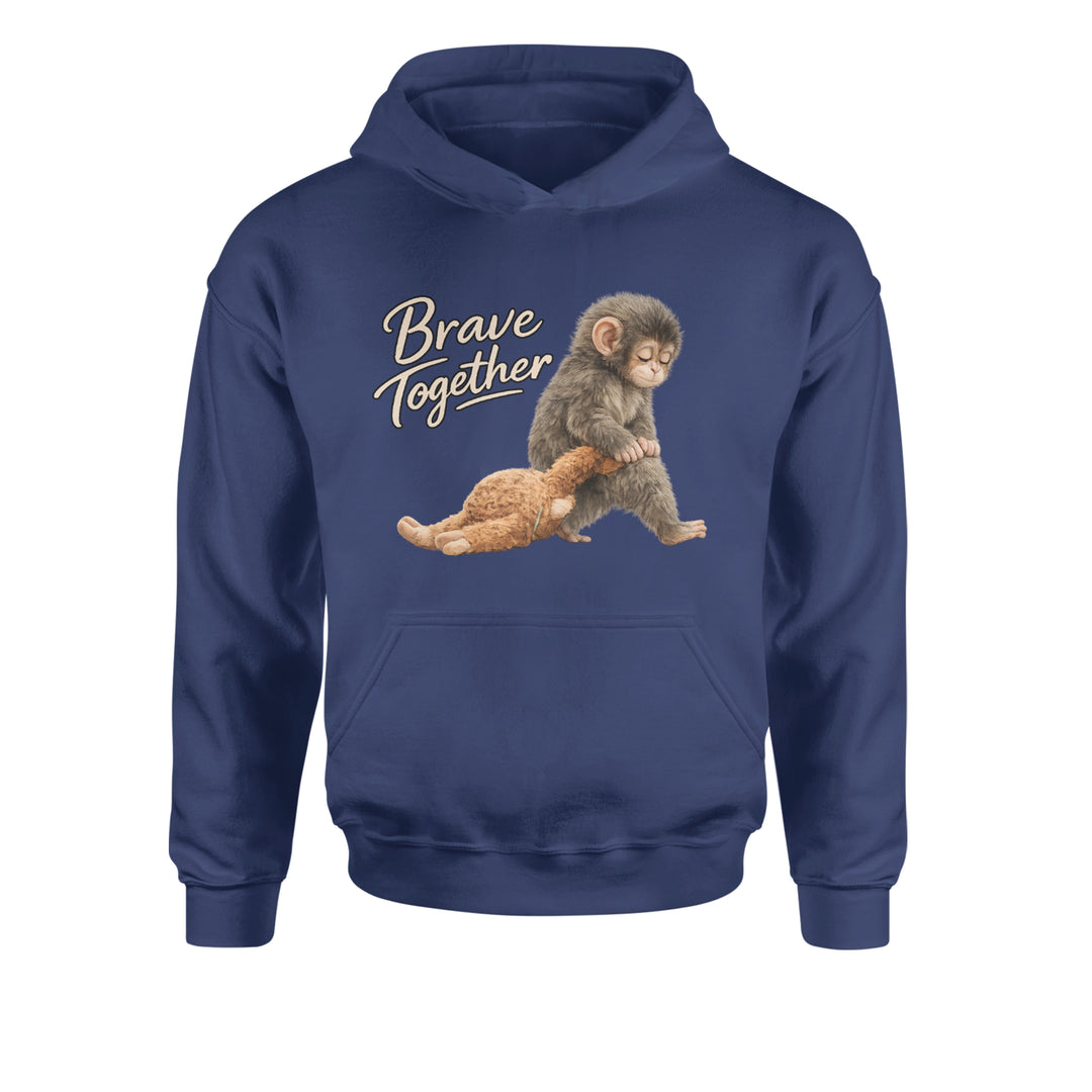 Punch Brave Together Stuffed Animal Youth-Sized Hoodie Navy Blue